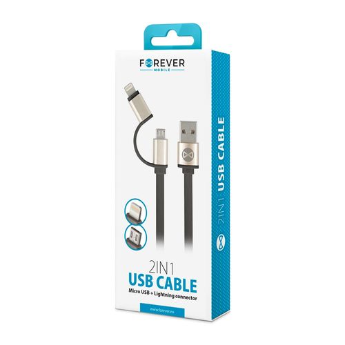 Kabel 2w1 micro USB + lightning iPhone metalowy 1m na Arena.pl