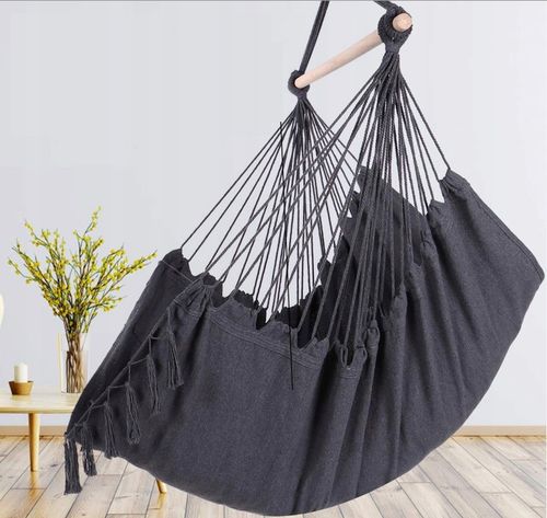 Ciemno szary Antracyt hamak brazylijski kokon huśtawka ogrodowa poduszki na Arena.pl