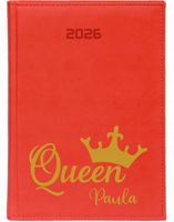 KALENDARZ A5 2026 DZIENNY terminarz z nadrukiem uv QUEEN TWOJE IMIĘ