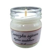 Świeczka Sojowa Ręcznie Robiona Drzewo Sandałowe 40 ml. Biały Słoiczek