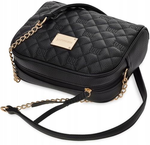 Pikowana Torebka Na Ramię Listonoszka Monnari Z Łańcuszkiem Logo Czarna na Arena.pl