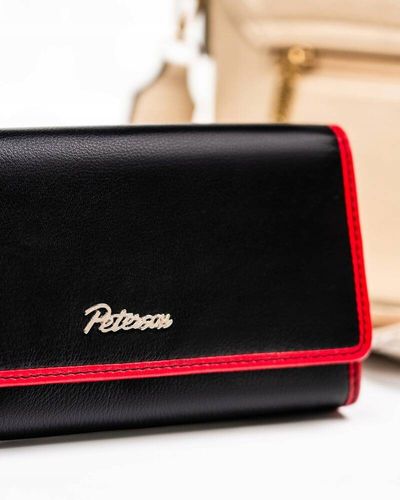 pojemny, skórzany portfel damski na zatrzask i suwak - peterson na Arena.pl
