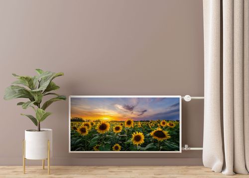 MAGNETYCZNA Mata Grzejnika Pole Słoneczników Zachód SŁOŃCA 80cm x 60cm na Arena.pl