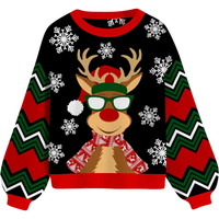 Sweter Świąteczny Zimowy Dzianinowy Wygodny Renifer Unisex Czerwony L