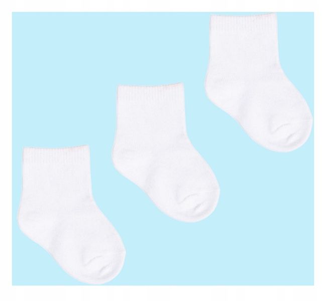 SKARPETKI NIEMOWLĘCE Z BAWEŁNY ORGANICZNEJ SKARPETY BIAŁE 3-PAK 0-3 m zdjęcie 3