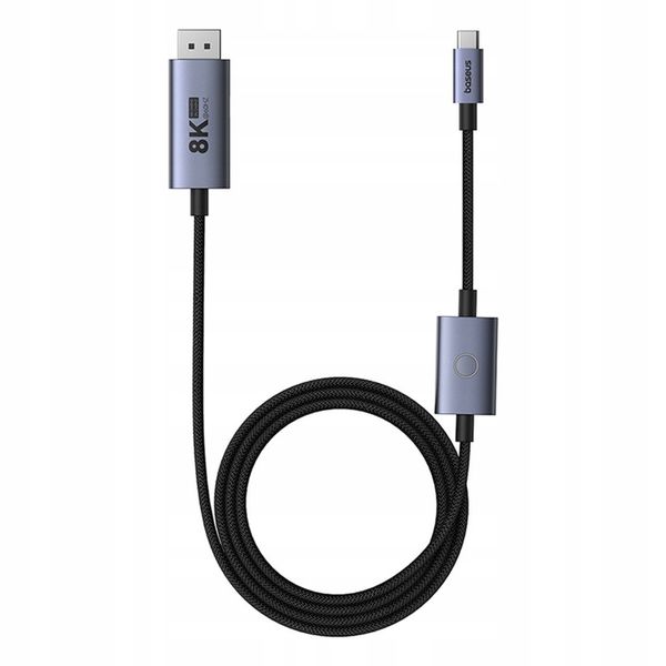 BASEUS KABEL USB C NA DISPLAYPORT DP 8K 100W MOCNY PRZEWÓD W OPLOCIE 1.5m zdjęcie 1
