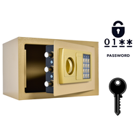 Pancerny Domowy Sejf z Zamkiem Elektronicznym i Kluczem 20x31x20 cm Złoty