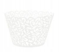 PAPILOTKI OWIJKI do babeczek biała koronka 10 szt