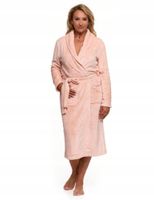 Szlafrok Damski Długi Ciepły Gruby Wiązanie Prezent BRZOSKWINIOWY MORAJ S