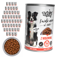 TufTuf mokra karma dla psa Wołowina puszka 48x415g Kawałki w sosie
