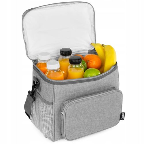 SOLIDNA TORBA TERMICZNA NA LUNCH PIKNIK 2 KOMORY + KIESZENIE PASEK SZARA na Arena.pl