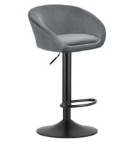 Hoker aksamit szary EAST na czarnej bazie wygodny i stylowy do baru