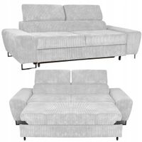 Sofa kanapa Savio salon Family meble jasny szary sztruks reg zagłówek