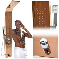Panel prysznicowy bateria deszczownica hydromasaż rose gold ANTI-CALC stal