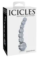 pipedream icicles 29 - szklany masażer kulkowy, długość 12 cm