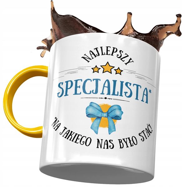Kubek Żółty Dla Specjalisty Najlepszy Specjalista Z Nadrukiem Ze Zdjęciem zdjęcie 1