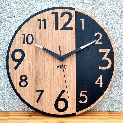Zegar ścienny drewniany Dębowy ALFRED - 33 cm cichy, zegar do salonu na Arena.pl