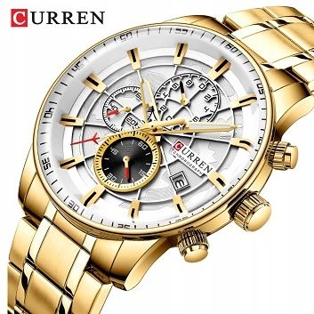 CURREN ELEGANCKI ZEGAREK MĘSKI DATOWNIK CHONOGRAF na Arena.pl