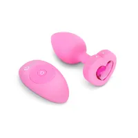 b-vibe heart plug s/m pink - silikonowy model z pilotem 15 trybow