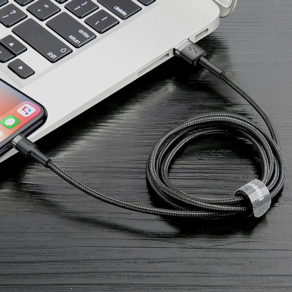 Baseus Cafule Kabel USB/Lightning 2m Nylon QC 3.0 1.5A Czarny zdjęcie 10