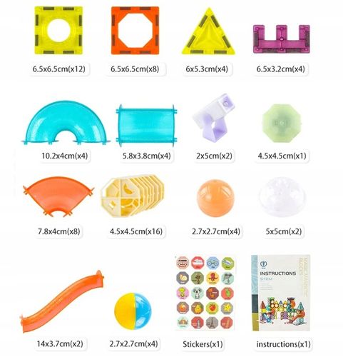 KLOCKI MAGNETYCZNE 3D Konstrukcyjne Magnetic TOR KULKOWY ŚWIECĄCY 75 el. na Arena.pl
