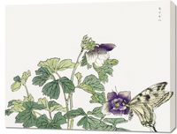 Obraz 90x70cm Motyl z Kwiatem Morimoto Toko Japoński Vintage do Salonu