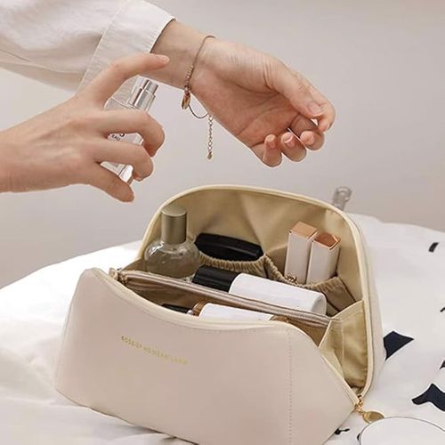 Kosmetyczka Skóra PU Organizer Kuferek Kremowy na Arena.pl