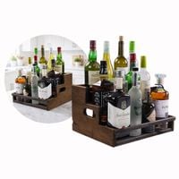 Przenośny 3-poziomowy regał John Paddle na butelki z drewna sosnowego z uchwytami - Brown