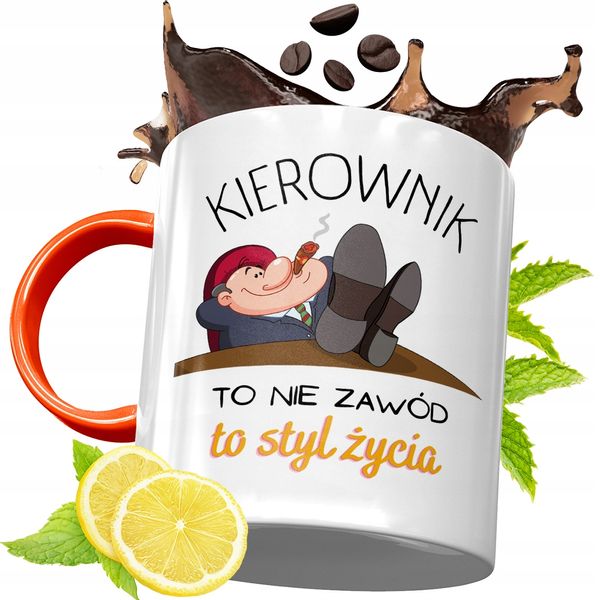 Kubek Pomarańczowy Dla Kierownika Prezent Z Nadrukiem Ze Zdjęciem zdjęcie 1