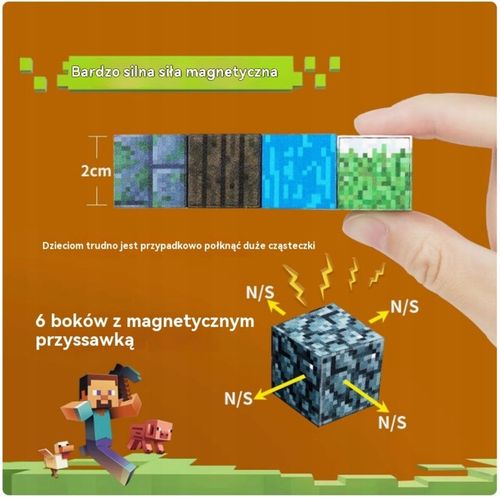 KLOCKI MAGNETYCZNY Minecraft DLA DZIECI ZABAWKA ZESTAW 100eL na Arena.pl