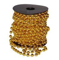 ŁAŃCUCH CHOINKOWY 10 m perły koraliki ZŁOTY girlanda na szpuli