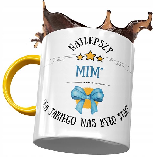 Kubek Żółty Dla Mima Najlepszy Mim Prezent Z Nadrukiem Ze Zdjęciem zdjęcie 1