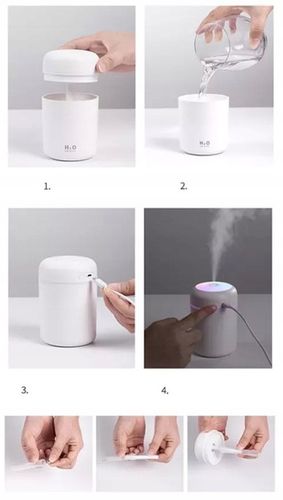 Nawilżacz Powietrza Do Biura Do Auta Aromaterapia 3w1 300ml RÓŻOWY na Arena.pl