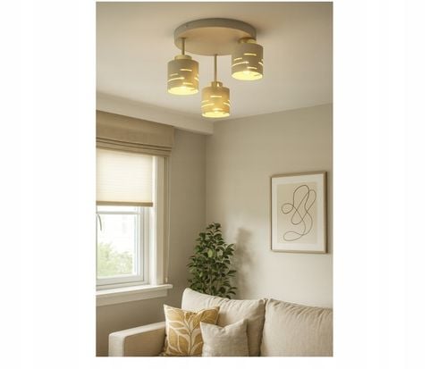 Lampa Sufitowa Plafon Żyrandol Ecru Beżowa Kaszmir Vox Led na Arena.pl