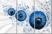 60 90CM OBRAZ 3 ELEM NIEBIESKI DMUCHAWIEC 4 DRUK PŁÓTNO RAMA