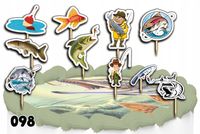 TOPPERY NA TORT OZDOBNE DEKORACJA ZESTAW - RYBY HOBBY WĘDKARZ 10szt.