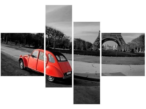 130CM 90 OBRAZ 4 ELEM CZERWONE AUTO WIEŻY EIFFLA ŚCIENNY na Arena.pl