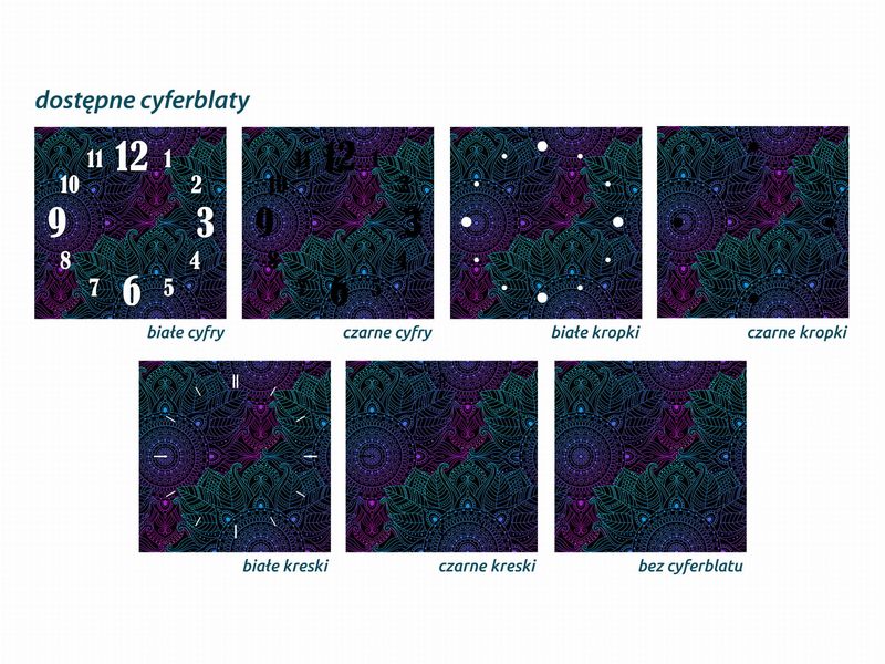 ZEGAR SZKLANY OKRĄGŁY - Mandala zdjęcie 3