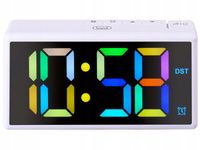 ZEGAR BUDZIK RGB DUŻY WYŚWIETLACZ DRZEMKA USB Trevi EC886 rgb biały
