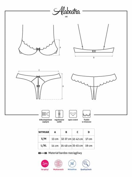 Komplet Otwarte Stringi Biustonosz Obsessive S/M zdjęcie 3