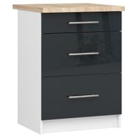 SZAFKA KUCHENNA OLIWIA 60 cm 3SZ + BLAT BIAŁA / GRAFIT POŁYSK