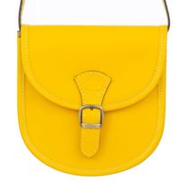 VERA PELLE torebka damska skórzana listonoszka z paskiem V607 żółta