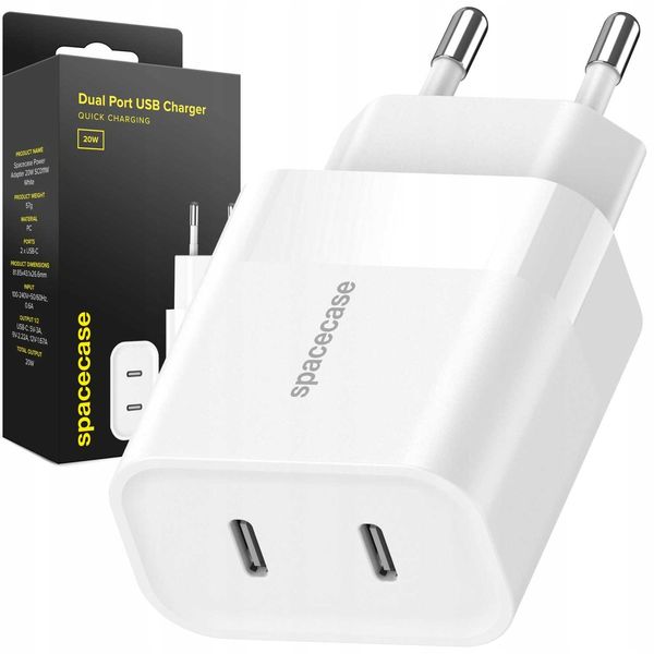 Spacecase USB Charger 20W SC011W white zdjęcie 1