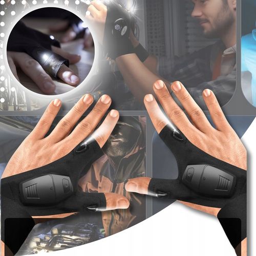 RĘKAWICZKI LED USB RĘKAWICZKI Z LATARKĄ LED ŚWIECĄCE RĘKAWICE ładowane USB na Arena.pl