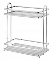 Półka łazienkowa prostokątna 2-poziomowa regał stal chromowana połysk