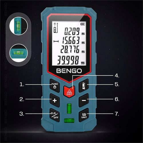 DALMIERZ LASEROWY 50m MIERNIK ODLEGŁOŚCI CYFROWY kątomierz poziomica na Arena.pl