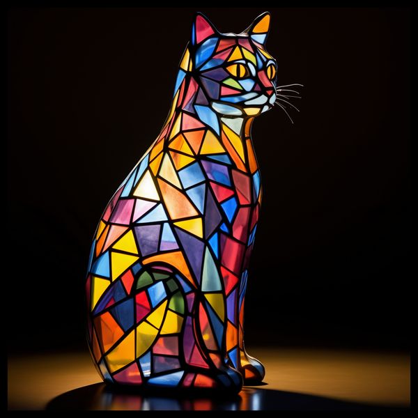 Plakat 80x80cm Koci Witraż zdjęcie 2