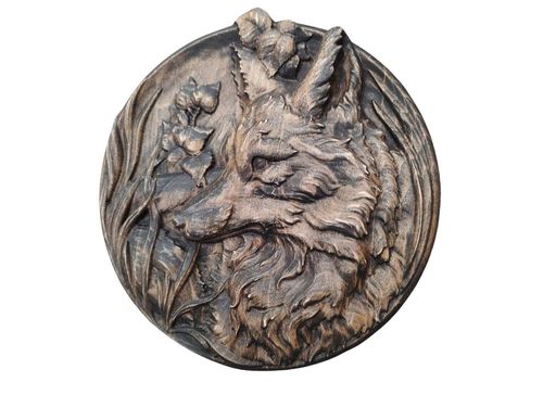 Obraz płaskorzeźba Lis w trawie okrągły drewniany obraz 30 cm na Arena.pl