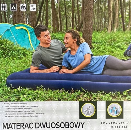 MATERAC DWUOSOBOWY WELUROWY DMUCHANY 192x135x22 cm na Arena.pl