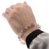 Bransoletka 18 cm - Ametryn kulki 8mm i srebro złocone